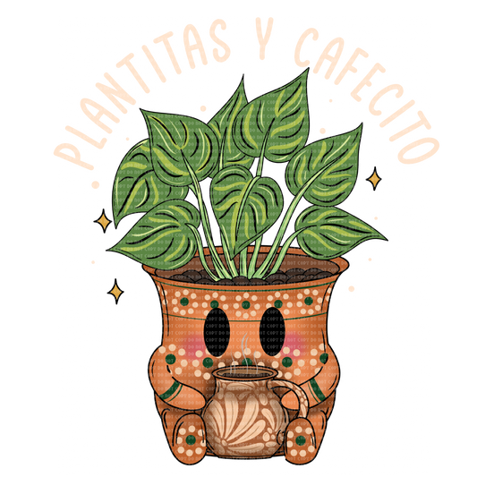 Plantitas y cafecito dtf transfer