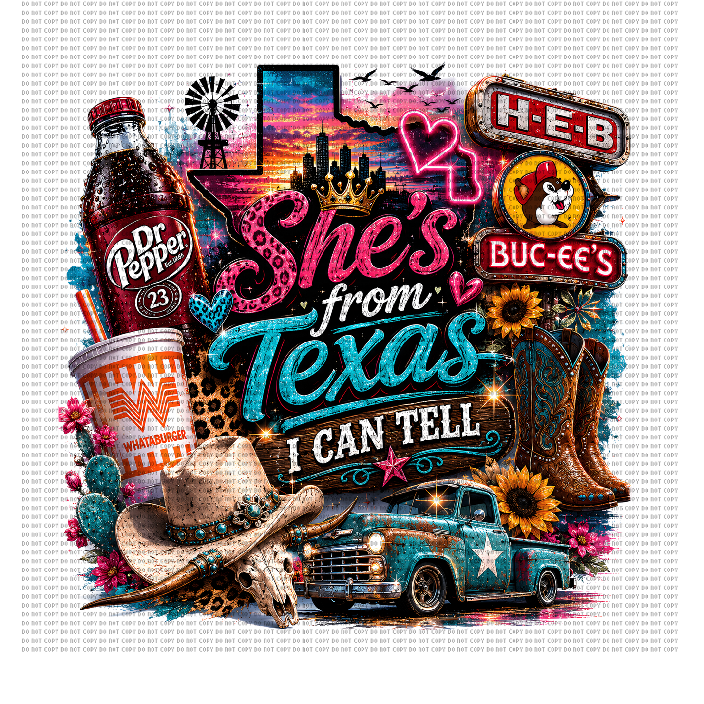 She’s from Texas Dr Pepper design 3 dtf transfer