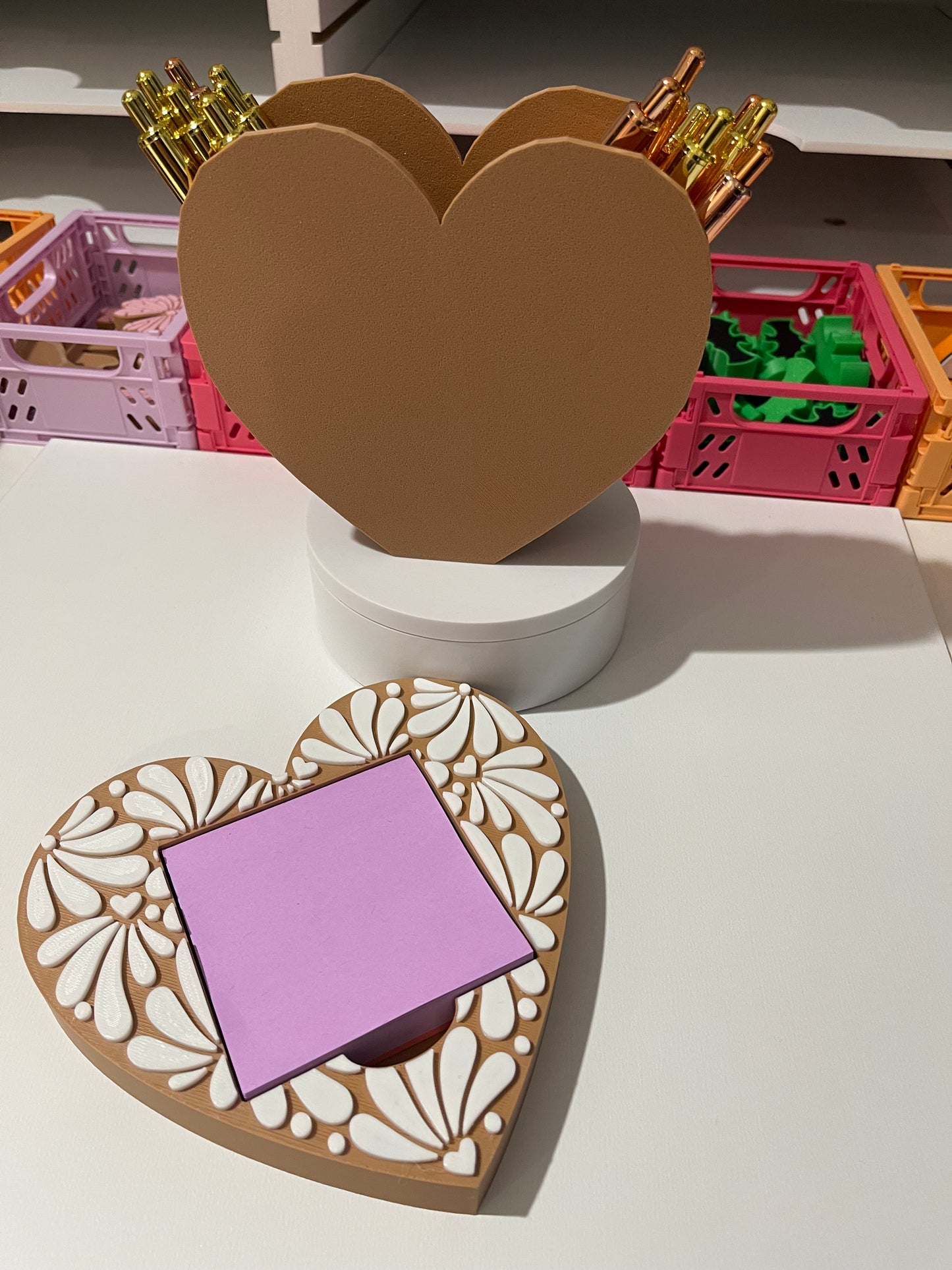 Heart Talavera pen & sticky note holder