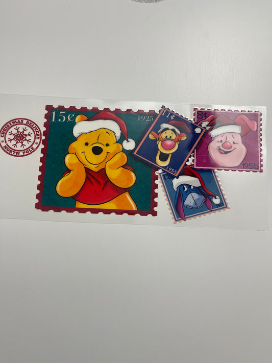 #92 Christmas stamp Pooh uvdtf cup wrap