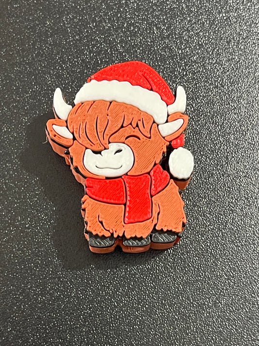Christmas highland cow straw topper (standard size)