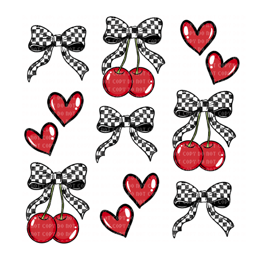 CHECKERED BOW CHERRIES DTF TRANSFER
