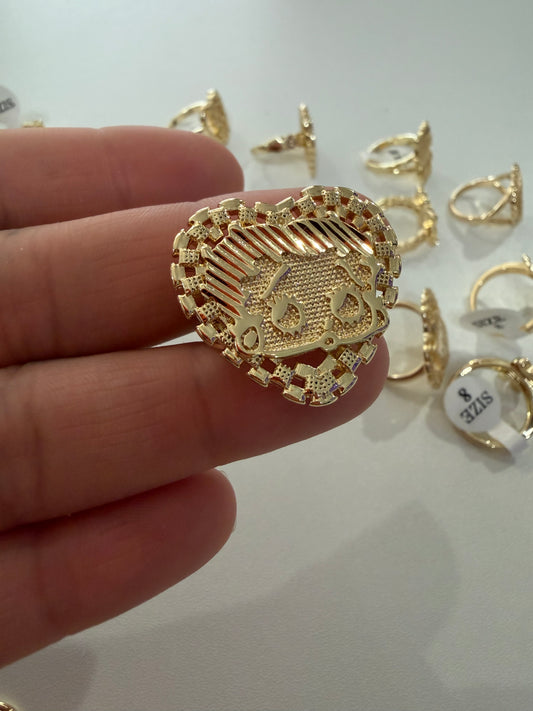 Betty boop big heart 18k laminated gold ring