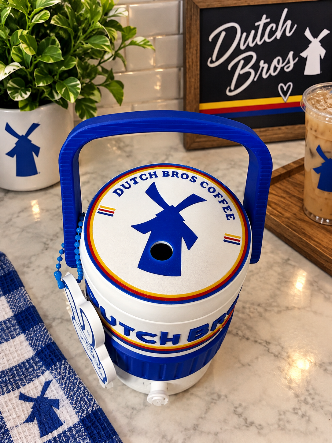 Dutch bros 12 oz can koozie with can opener keychain