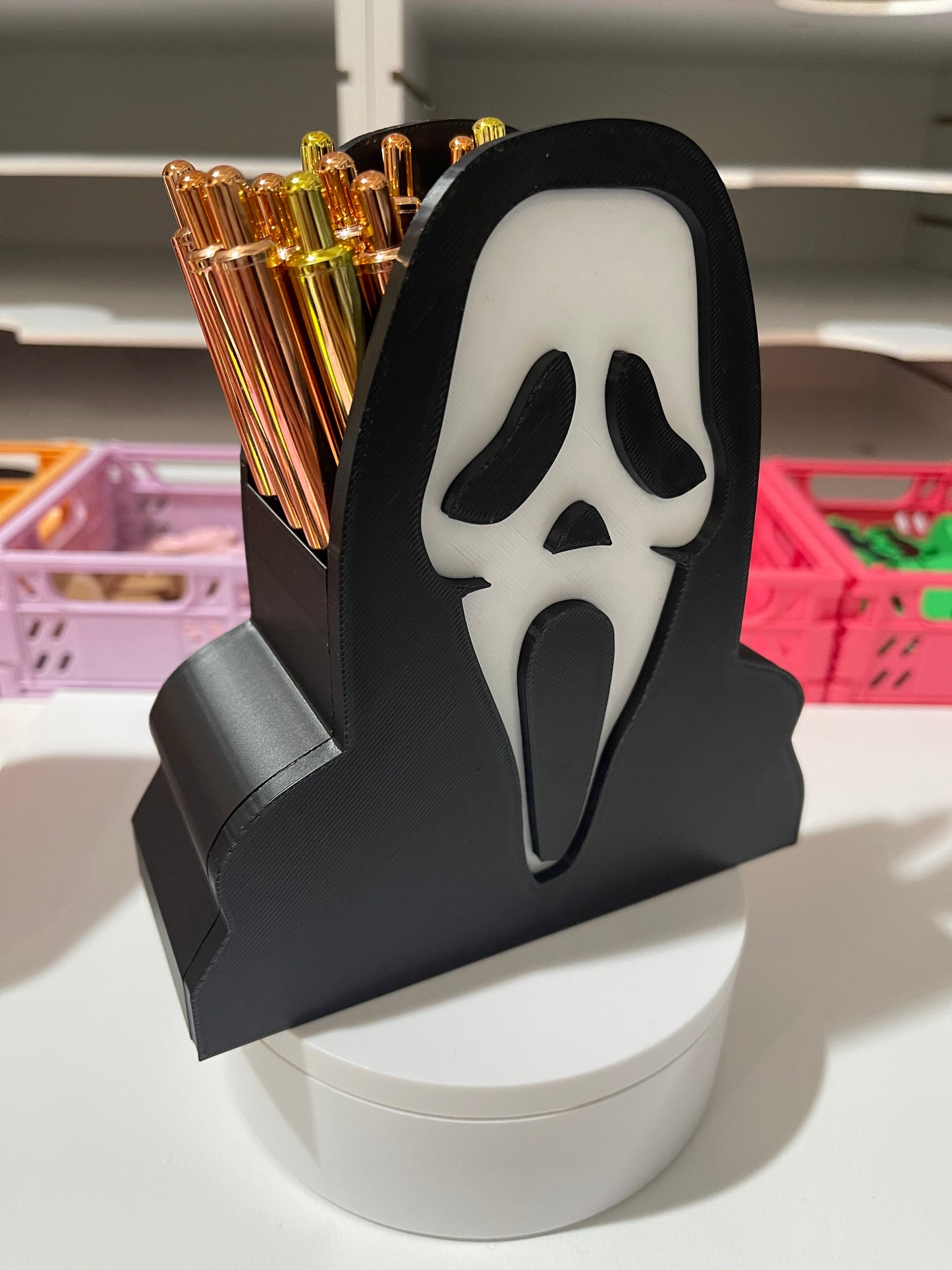 GHOST FACE PEN AND BRUSH HOLDER STL FILE DIGITAL FILE ONLY