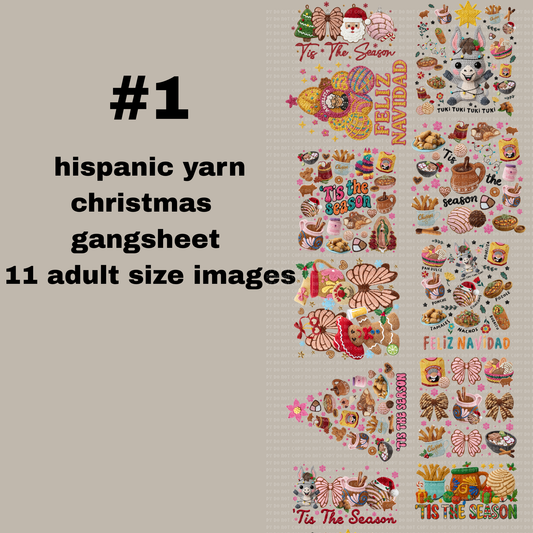 Hispanic yarn gangsheet 11 adult size transfers