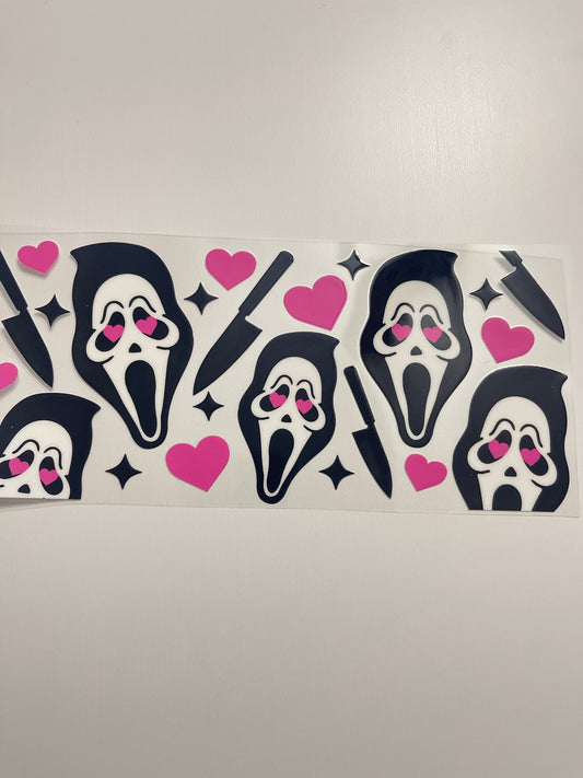 #107 heart ghost face heads uvdtf cup wrap