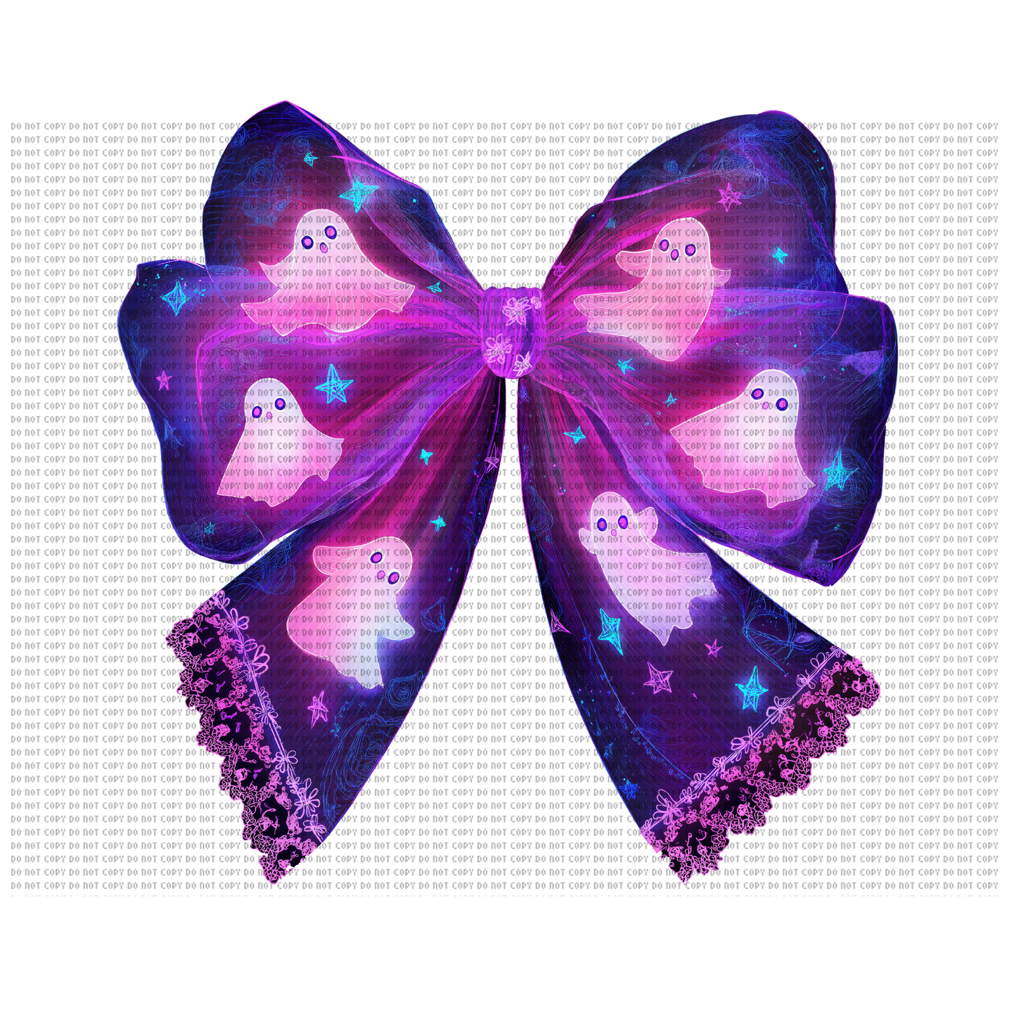 Purple bow ghosty DTF transfer