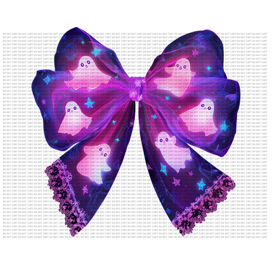 Purple bow ghosty DTF transfer
