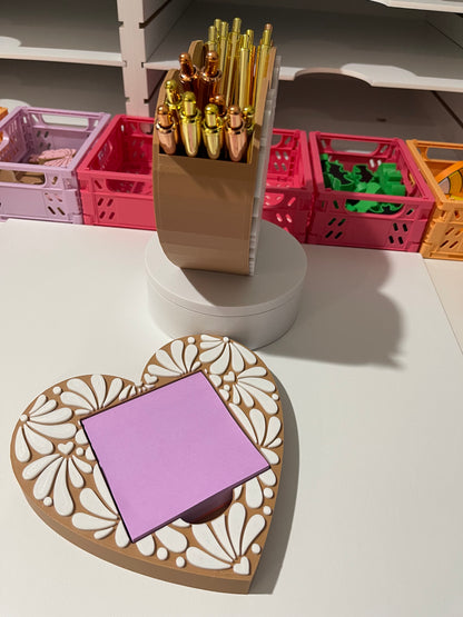 Heart Talavera pen & sticky note holder