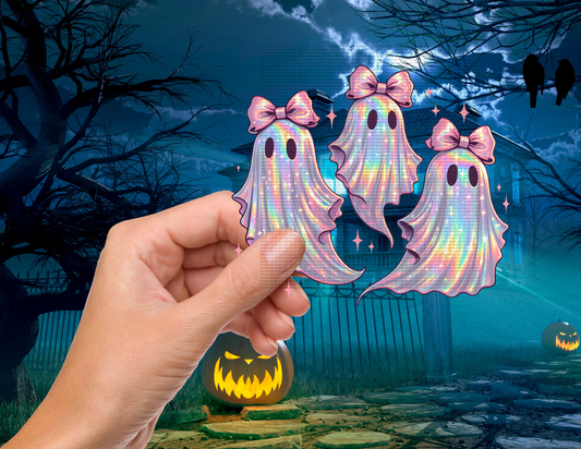 3 iridescent ghost 4” decal