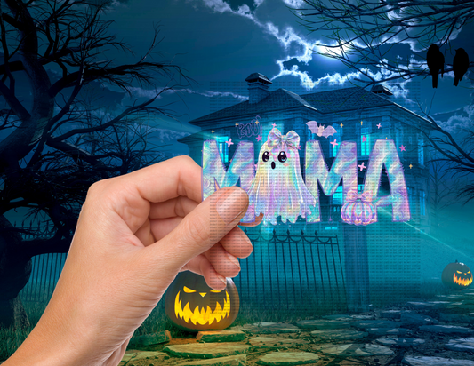 Mama iridescent ghost 4” decal