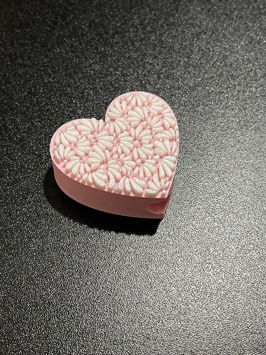 Pastel pink heart Talavera straw topper standard size