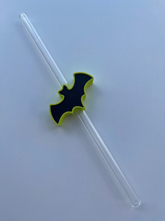 Neon green bat straw topper standard size (8mm)