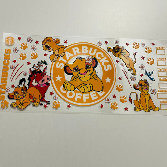 #51 Starbucks coffee lion king uvdtf cup wrap