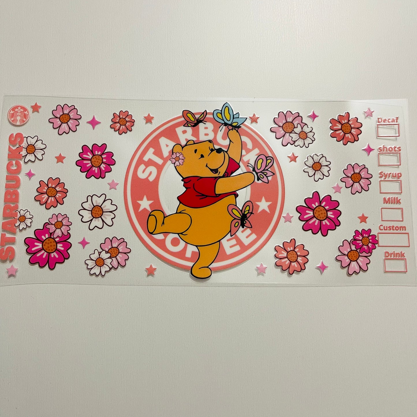 #23 Starbucks coffee Pooh uvdtf cup wrap