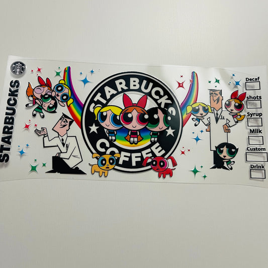 #42 Starbucks coffee powerpuff girls uvdtf cup wrap