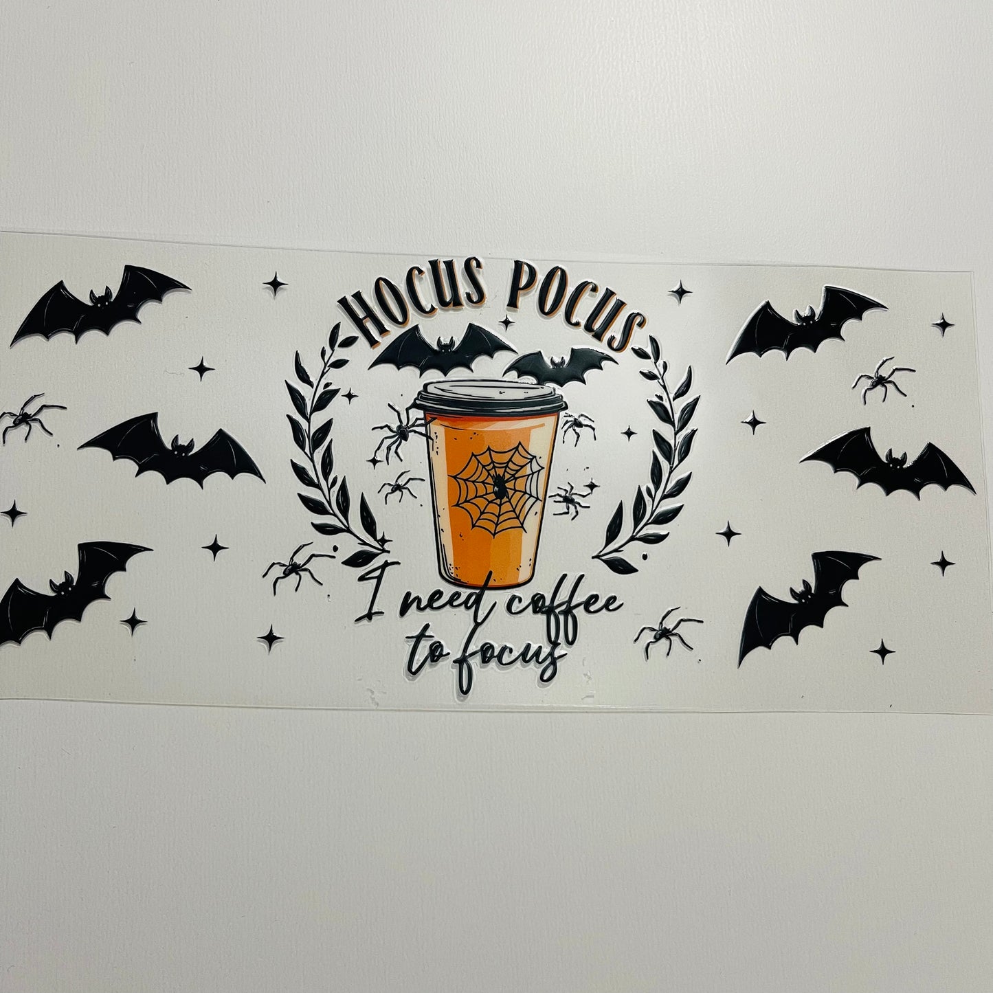 #12 hocus pocus I need coffee to focus uvdtf cup wrap