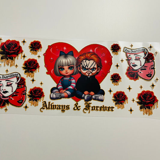 #61 chucky and girlfriend always and forever uvdtf cup wrap