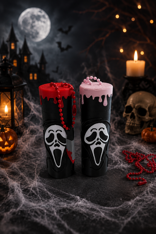 Ghost face keychain lip balm holder w/ knife charm