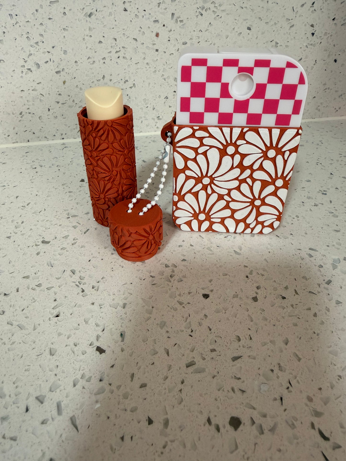 Set Talavera keychain handsanatizer & lip balm w/can opener case
