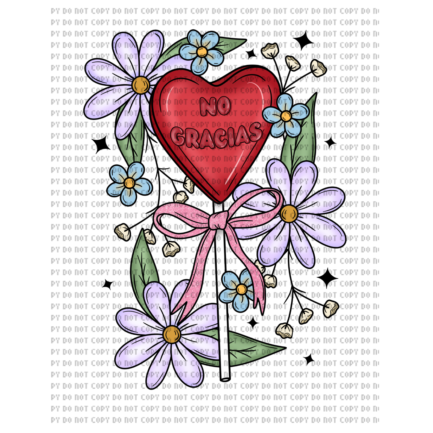 NO GRACIAS PALETA VALENTINE DTF TRANSFER