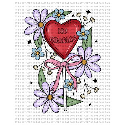 NO GRACIAS PALETA VALENTINE DTF TRANSFER