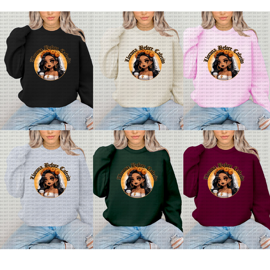 LLORONA BEFORE CAFECITO UNISEX CREWNECK SWEATERS