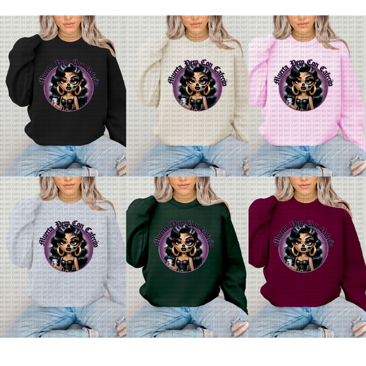 MUERTA PERO CON CAFECITO UNISEX CREWNECK SWEATER