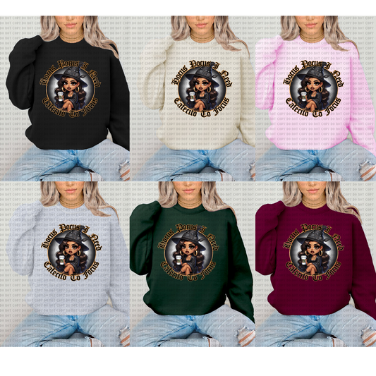 HOCUS POCUS I NEED CAFECITO TO FOCUS UNISEX CREWNECK SWEATER