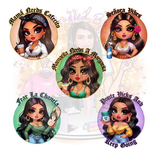 CHICANA MOM BUNDLE 5 DTF TRANSFERS ADULT SIZE 11"